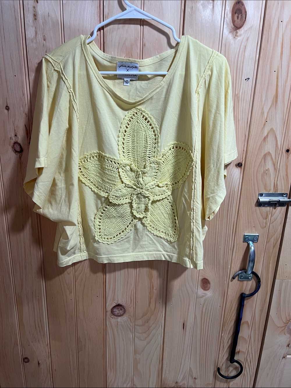 Tricia Fix Yellow Crochet Floral Crop Top